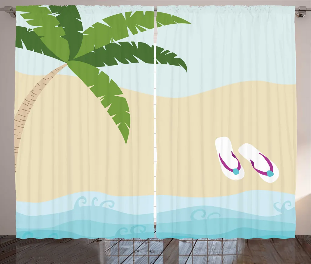 Rideau rustique à motif graphique tongs sur la côte 280 x 225 cm ABAKUHAUS