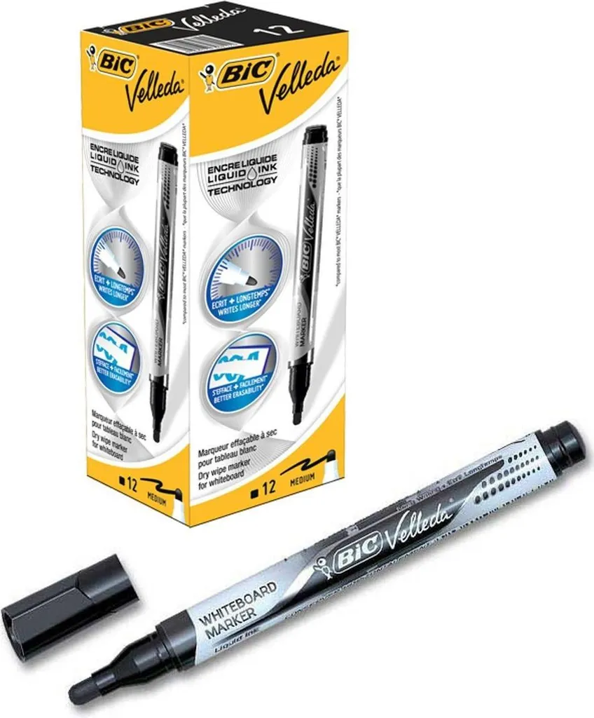 Fornitura 12x BIC 902088 Evidenziatori Neri - Punta Media Scalpello