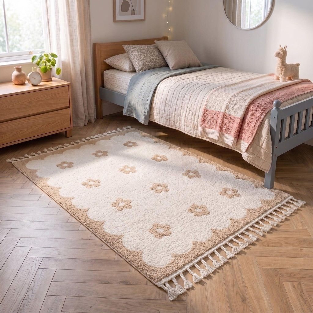 Volero - Waschbarer Kinderteppich - Moos Flower Creme - Produktbild 