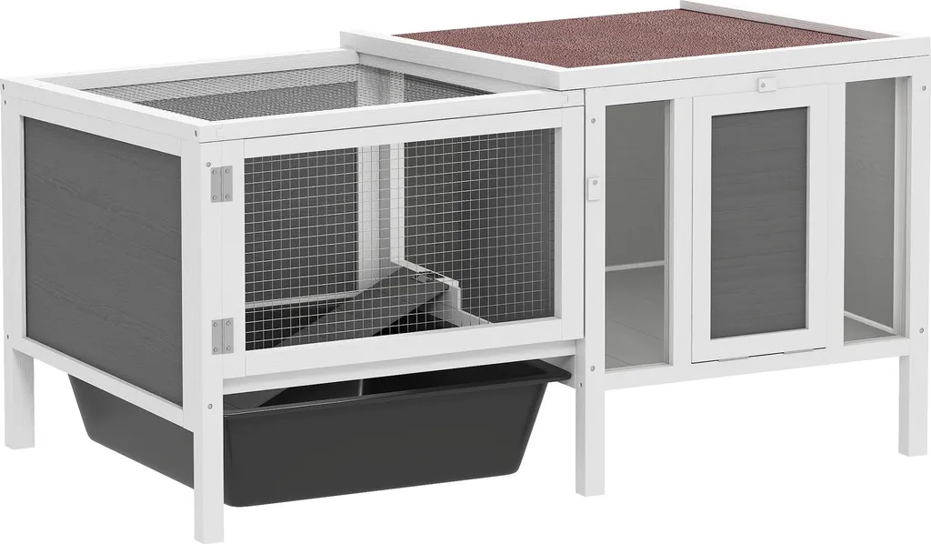 Clapier pour cochons d'Inde avec toit ouvrant et bac de nettoyage amovible