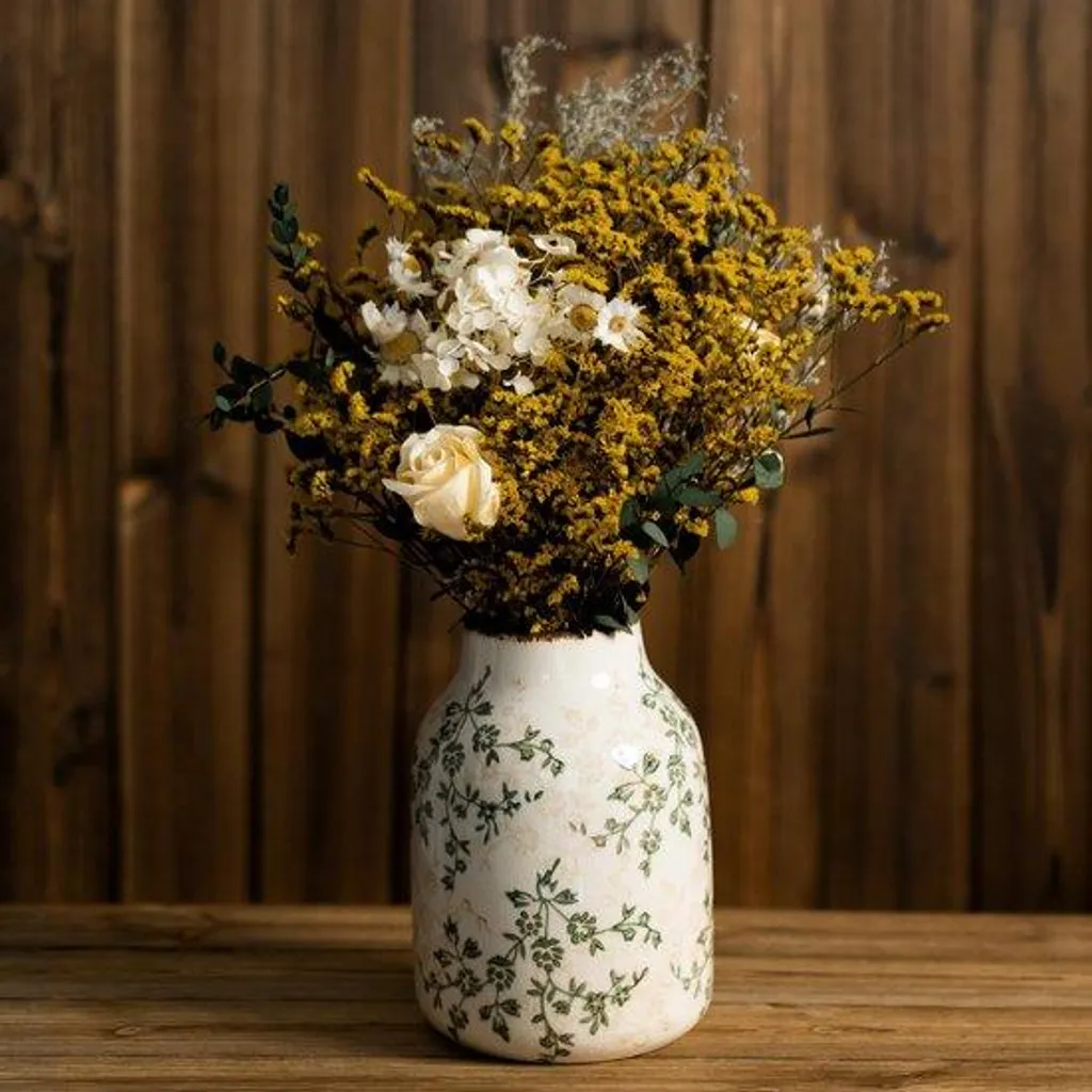Vase vintage stable en céramique, décoration robuste pour maison et pro