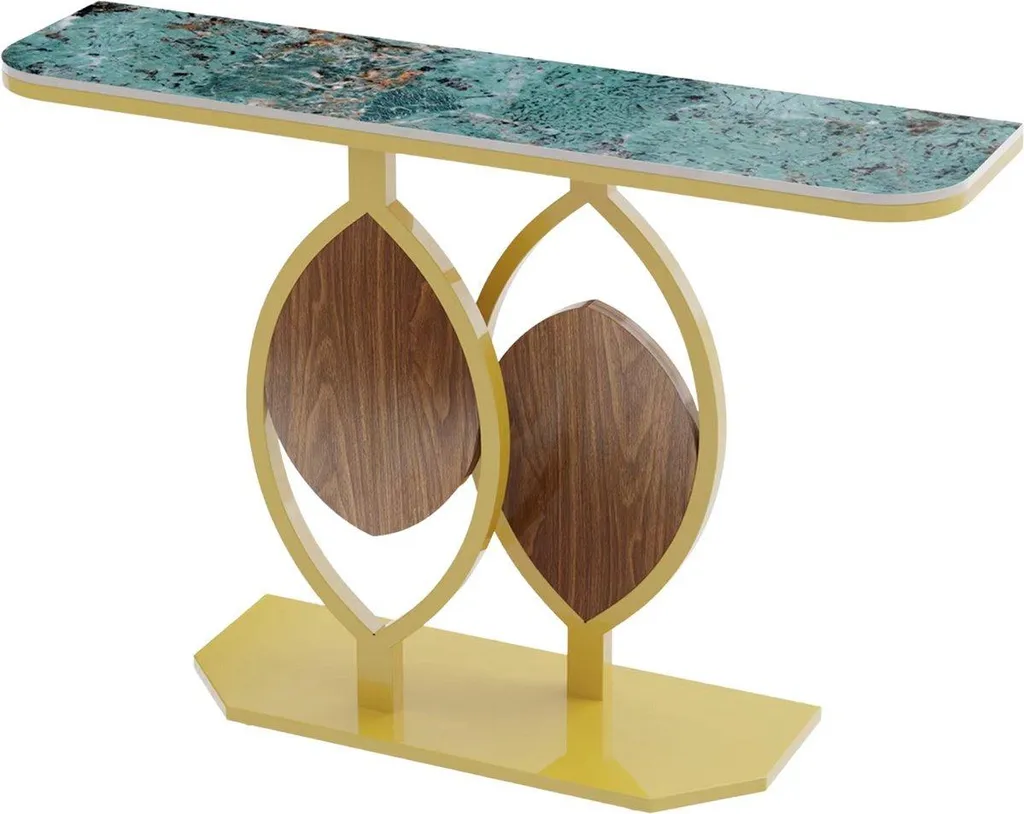 Meuble Console Gain de Place 120cm Vert et Or - Habillez vos Murs Vide