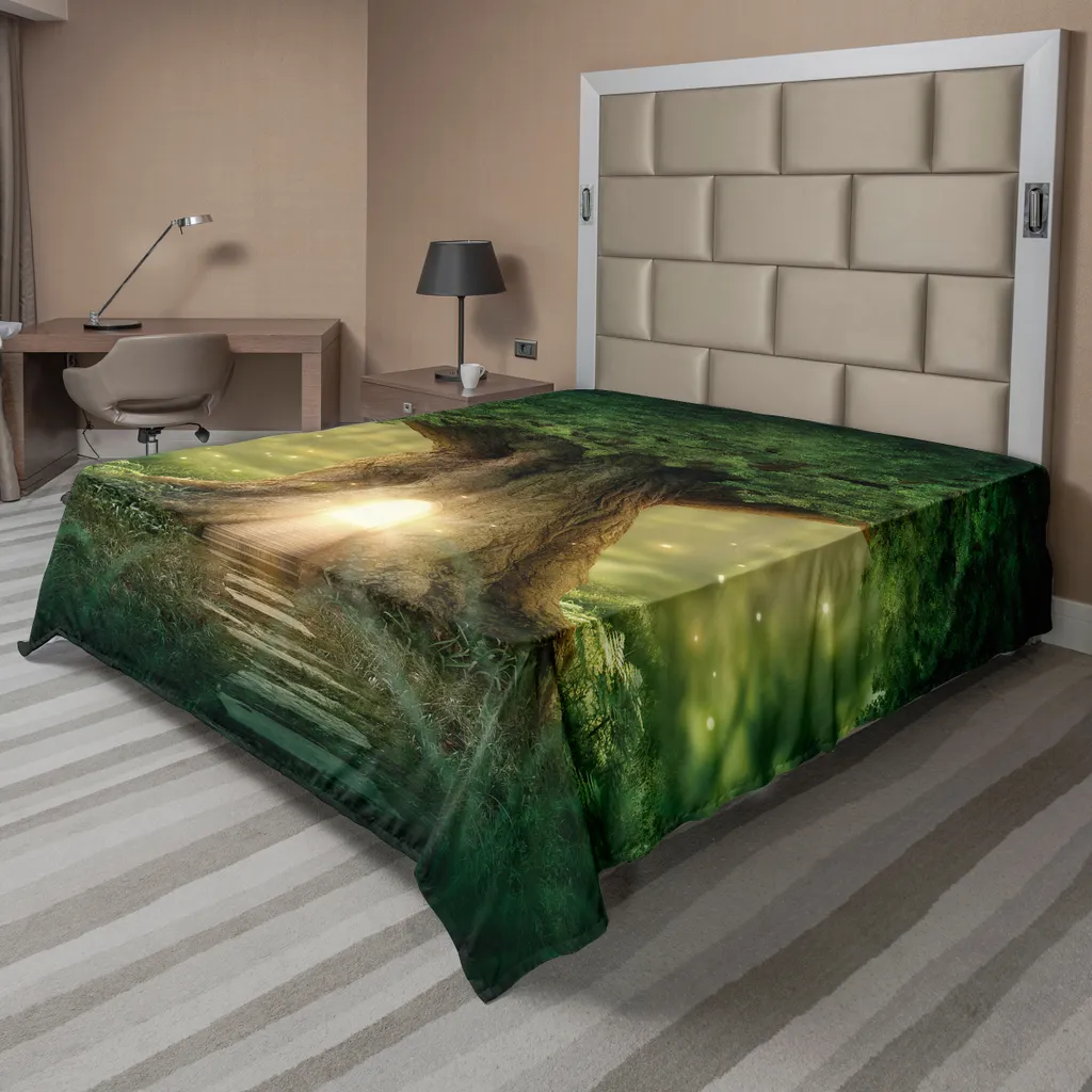 Drap de lit supérieur décoratif jungle luxuriante 275x260cm en microfibre