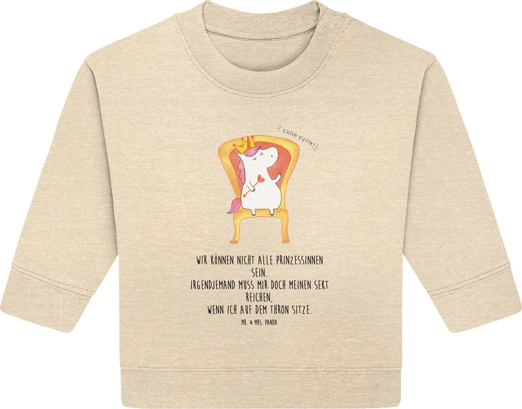 Mr. & Mrs. Panda Organic Baby Pullover Einhorn König 6. - 12. Monat - Natural Raw - Geschenk, Unicorn, Krone, Bullover, Bundeskanzler, Kaiser, Pr...