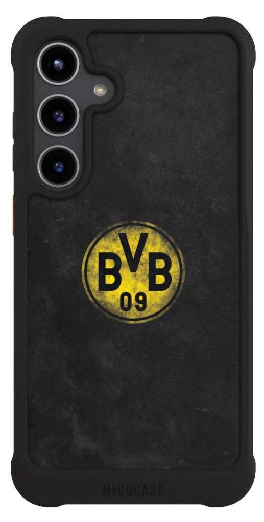 NIVOCASE Hülle für Samsung Galaxy S24+ Stoßfeste Handyhülle NIVOmax Case Schwarz BVB Borussia Dortmund Fanartikel