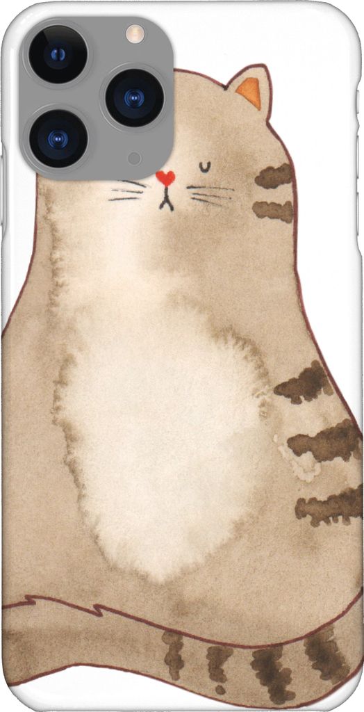 Mr. & Mrs. Panda Iphone 11 Pro Handyhülle Katze Sitzen - Weiß - Geschenk, Mieze, Handy Case, Cat, Flauschig, Cats, Premium Kunststoff