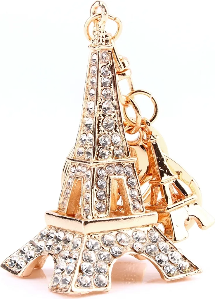 Portachiavi Con Ciondolo Fotocamera E Torre Eiffel - Viaggio A Parigi, Regalo Unisex In Argento, Lega Di Zinco