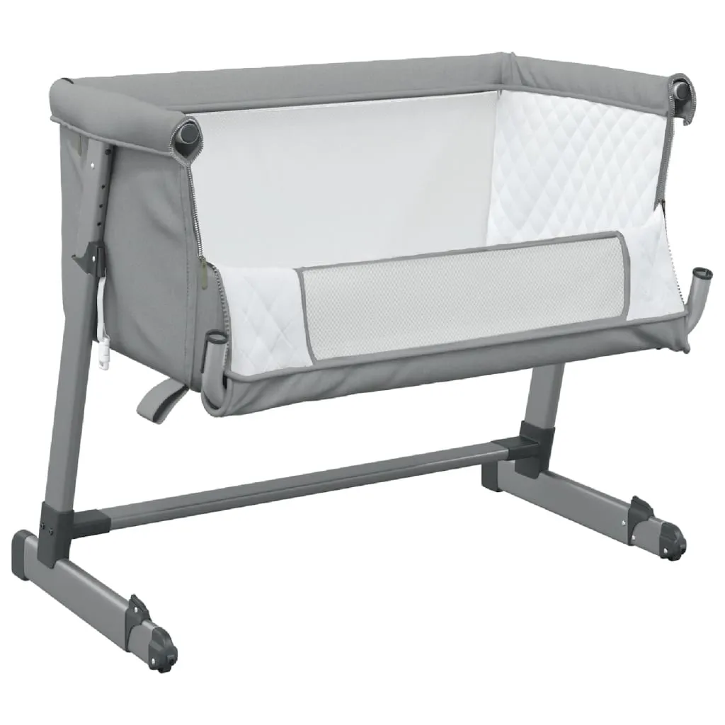 Lit Bébé Complet avec Matelas Confortable Gris Clair en Lin vidaXL - 11