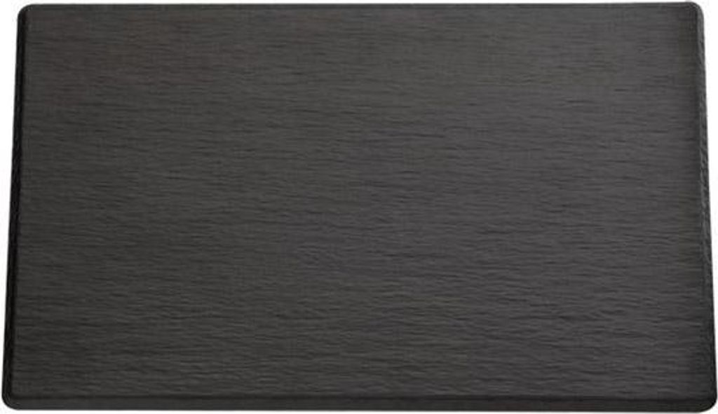APS 83971 GN 2/4 Tablett SLATE, 53 x 16,2 cm, Höhe 1 cm, Melamin, schwarz, Schieferlook, mit Antirutsch-Füßchen