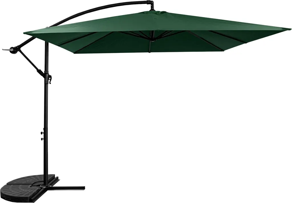 Grand parasol de jardin rond 250 cm vert foncé pour terrasse et balcon