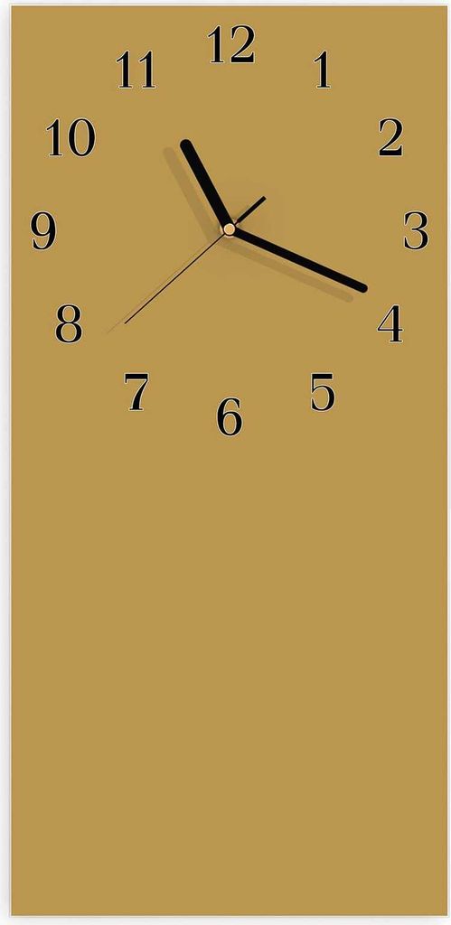 Wanduhr aus Glas mit Motiv Khakibrauner Hintergrund- 30 x 60 cm - inkl. Aufhängesystem
