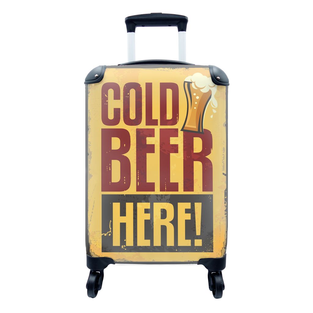 MuchoWow Koffer Handgepäck Trolley Rollkoffer Kleine Reisekoffer mit 4 Rollen - Mannshöhle - Bier - Jahrgang - Cabin Size < 55x40x23 cm & 55x40...