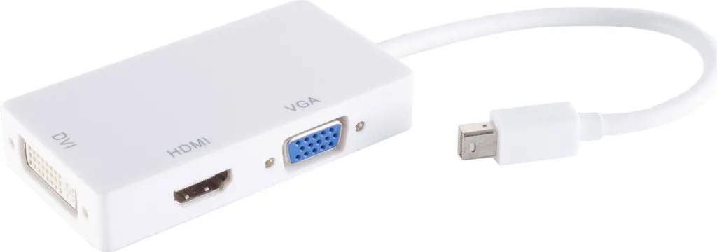 Adaptateur 3-en-1 Mini DisplayPort vers HDMI DVI et VGA 1080p blanc BASIC