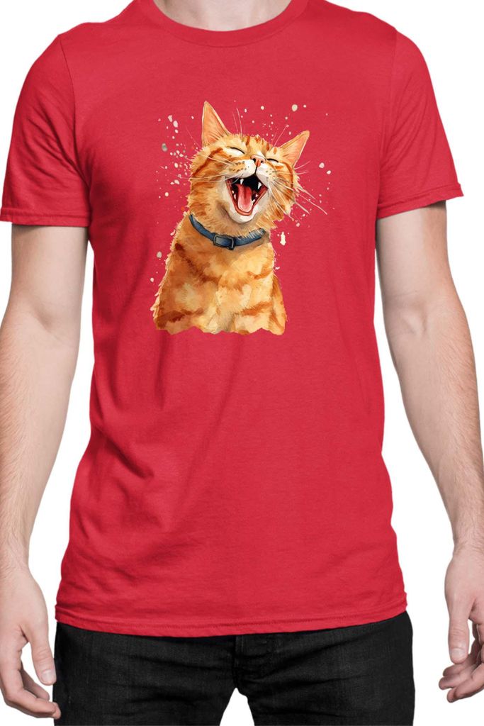 Herren T-Shirt Funny Cats Breeds American Shorthair Cat, Man M / Rot
