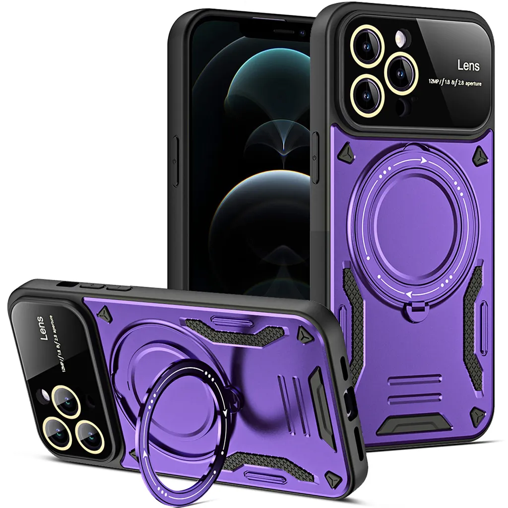 Cover iPhone 12 Pro Max Rugged Viola MagSafe con Ring Stand 360 - 1