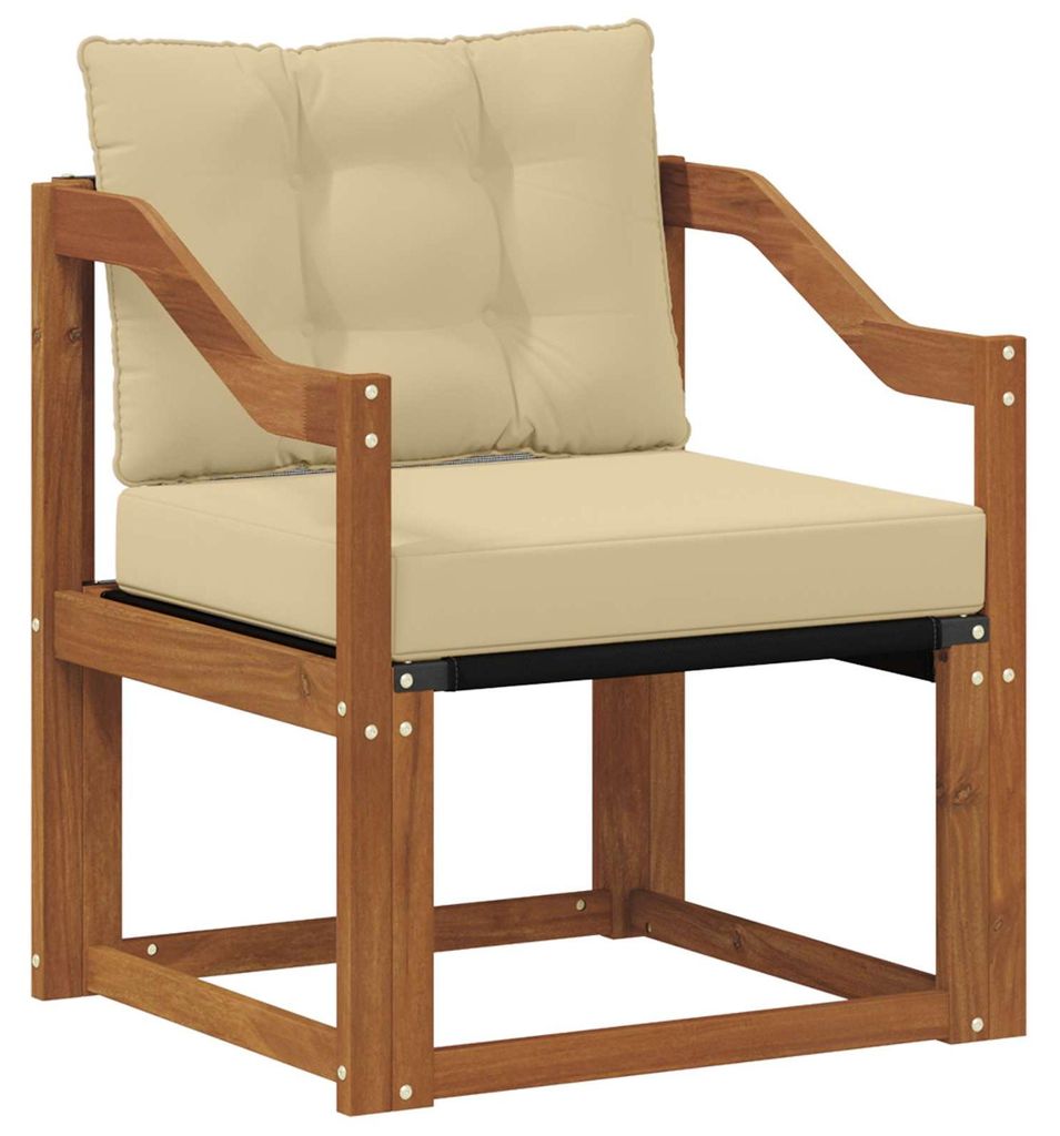 vidaXL Outdoor-Sofa Massives Akazienholz und Textilene Natur