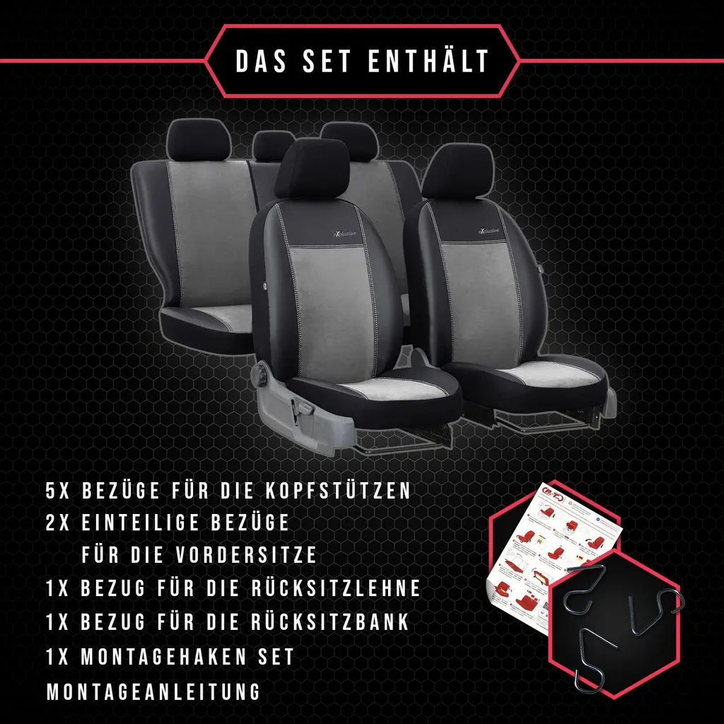Coprisedili auto Coprisedili universali per auto per Hyundai Pony Set grigio - 9