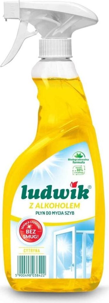 A yellow spray bottle of cleaning fluid with a label.