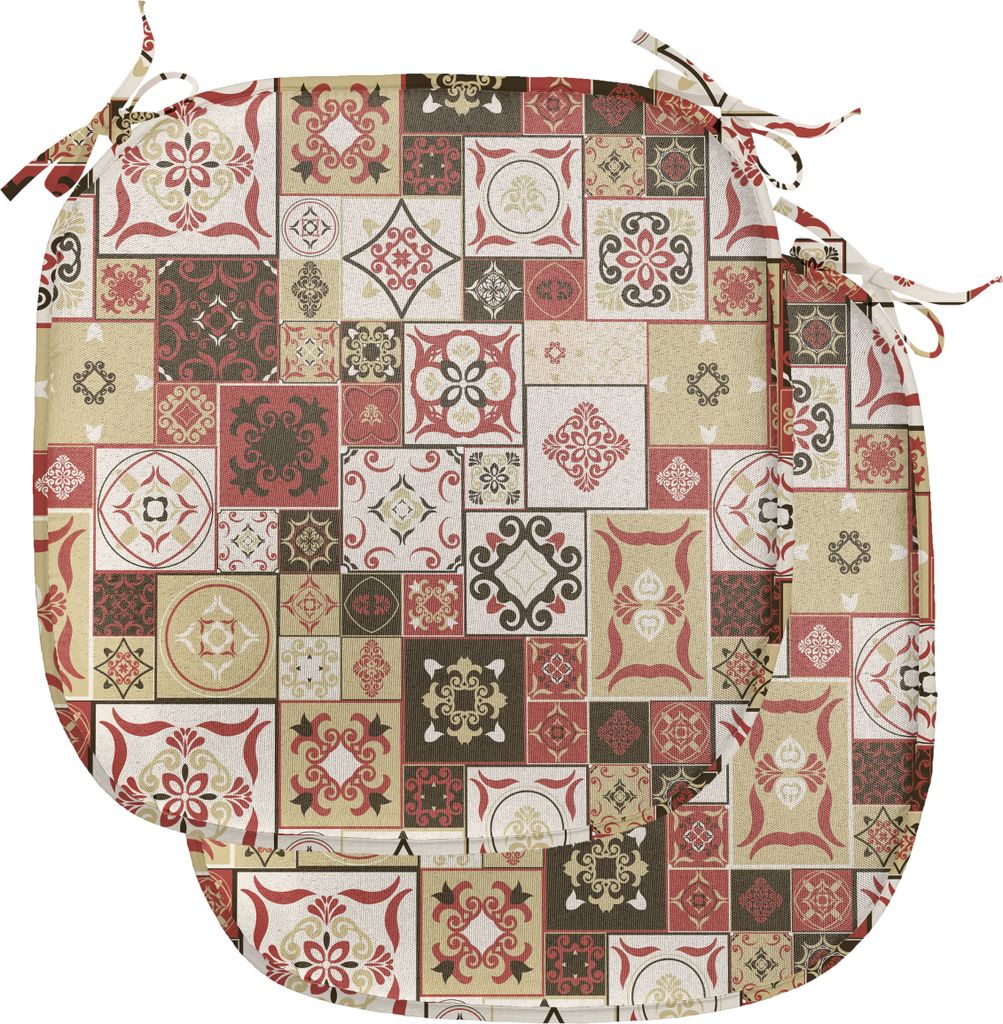 ABAKUHAUS marokkanisch Polster für Esszimmerstühle, Vintage-Quadrat-Muster, Dekoratives wasserfestes Kissen mit Riemen für Küchensitze, 40 cm x...