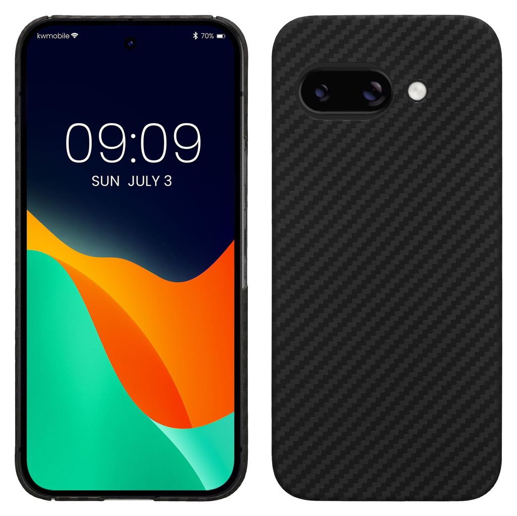 kalibri Schutzhülle kompatibel mit Google Pixel 9a - Hülle Aramid - Handy Cover Case Handyhülle Schwarz matt