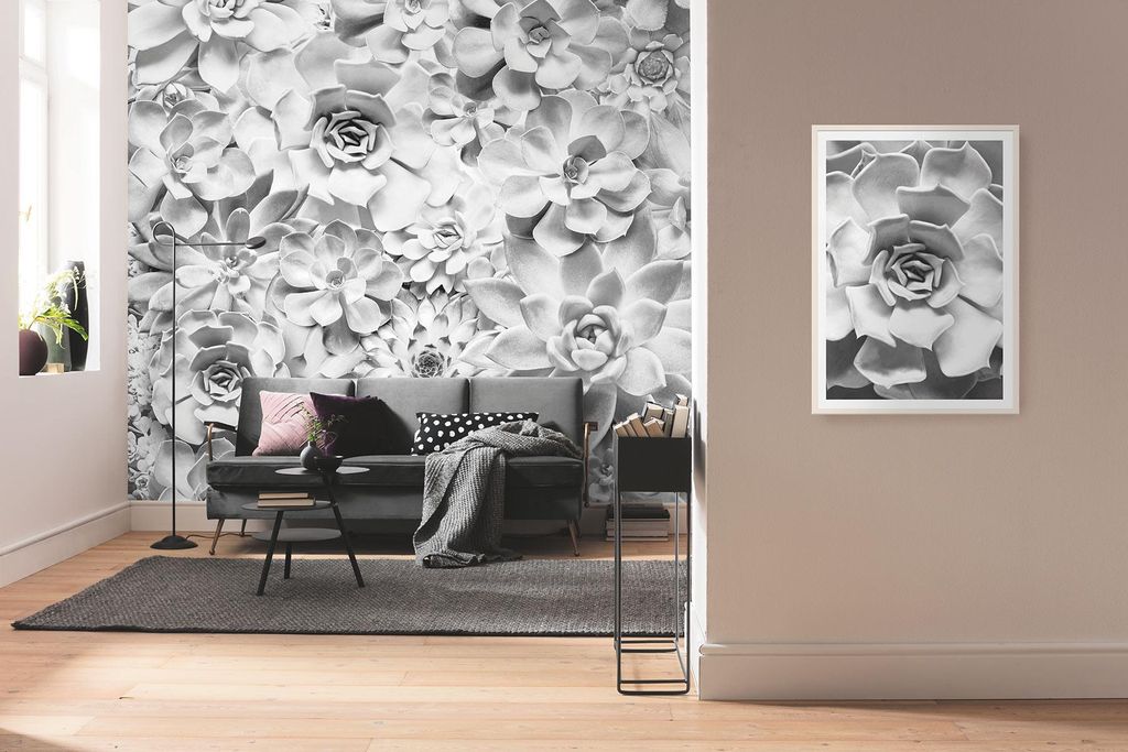 Komar Vlies Fototapete - Shades Black and White - Größe: 400 x 250 cm (Breite x Höhe) - 4 Bahnen, Wohnzimmer, Schlafzimmer, Tapete