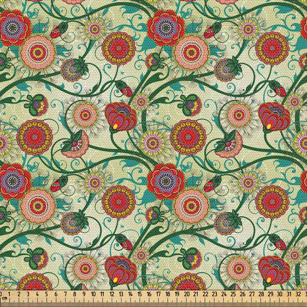 Tissu floral vintage multicolore haute densité 148x300 cm résistant