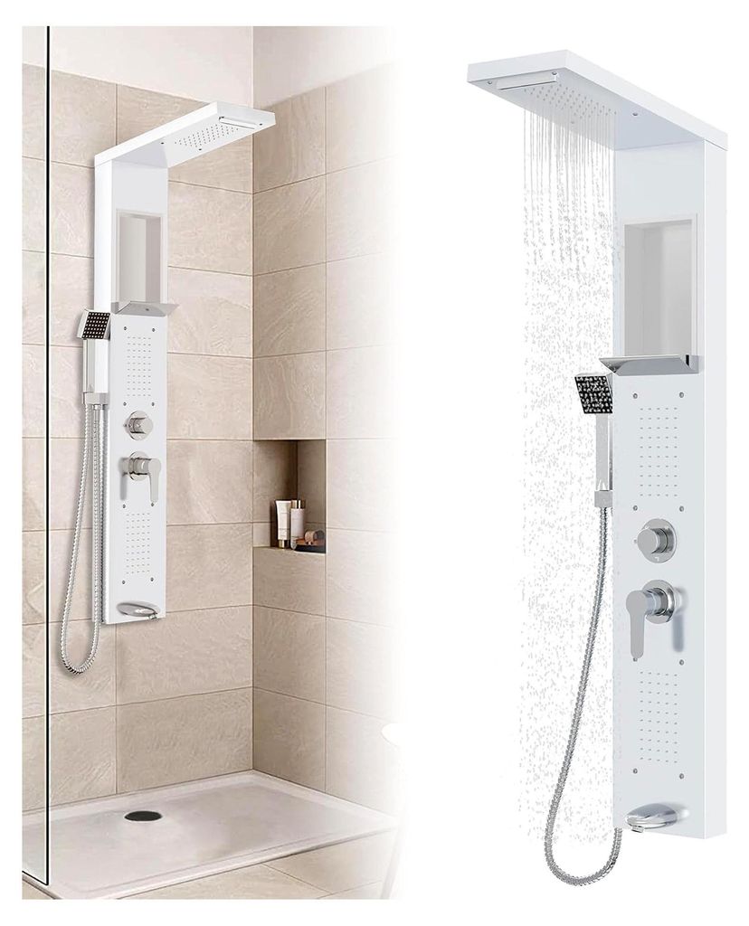 Duschpaneel Regendusche Edelstahl Duschsystem 5-Funktion Wandmontage Duschset mit Handbrause, Regendusche, Massagedusche, Wasserfalldusche, Duschar...