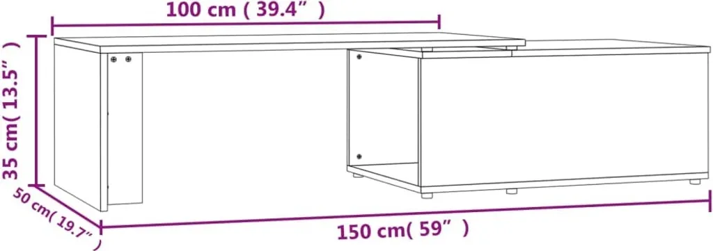 Tavolino in rovere Sonoma 150x50x35 cm materiale a base di legno - 21