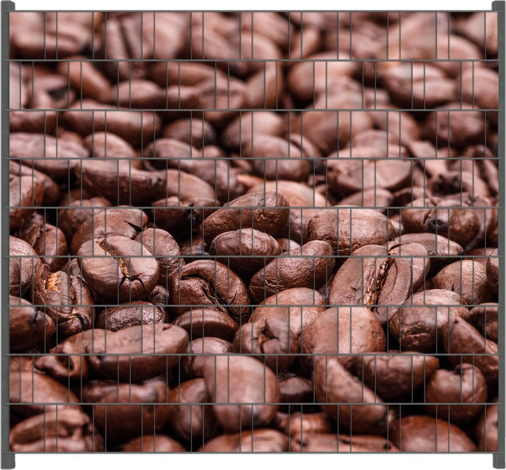 Wallario Zaunsichtschutz mit Motiv Frisch geröstete Kaffeebohnen für Ein- und Doppelstabmatten Zäune in der Größe 200 x 180 cm