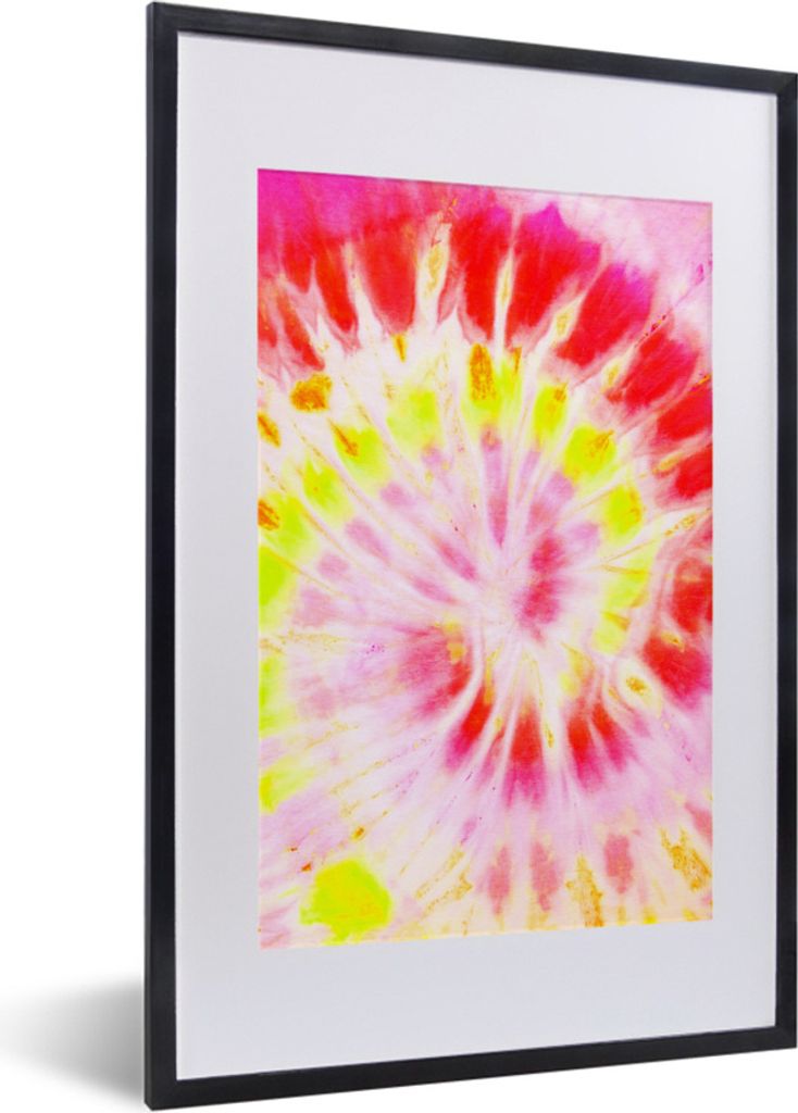 MuchoWow Gerahmtes Poster Sommer - Krawattenfärbung - Muster 40x60 cm - Poster mit Schwarzem Bilderrahmen Wandposter Rahmen Foto Bilder - Poster...