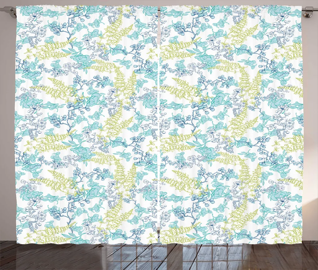 ABAKUHAUS Rideau Botanique Rustique Vert Avocat à Fronces 280x225 cm