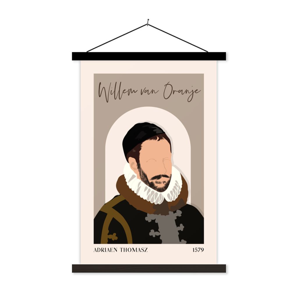 MuchoWow Textilposter Pastell - Wilhelm von Oranien - Braun - Alte Meister 60x90 cm mit schwarzem Rahmen - Poster Wohnzimmer