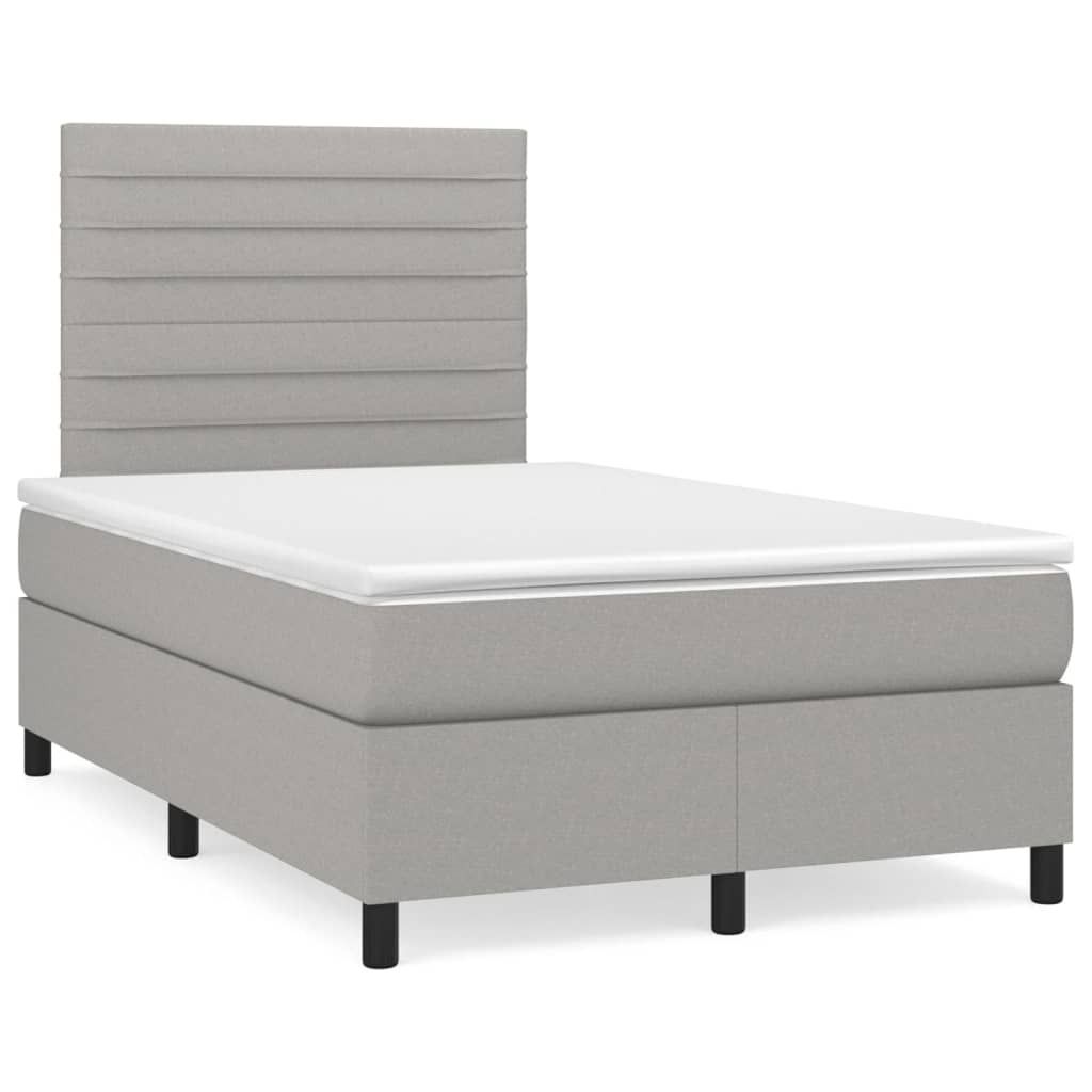 SYFAX Boxspringbett mit Matratze Hellgrau 120x200 cm Stoff