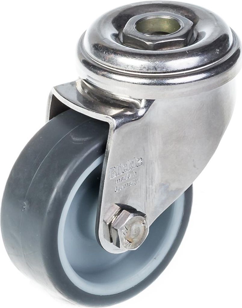 50mm 2" Edelstahl-Rolle grau Gummi, drehbar, 40kg Produktbild 