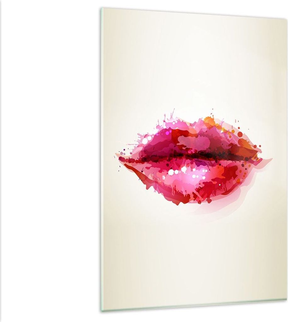 Bilder auf glas - Einteilig - Rote Lippen glänzend Lippe Glanz - 80x120cm - Glasbilder - Wandbilder - Bilder - Wanddekoration aus Glas - Glas Bild...