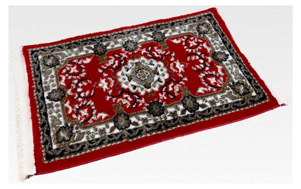 Orientteppich mit Fransen, traditionelles orientalisches Muster in Rot