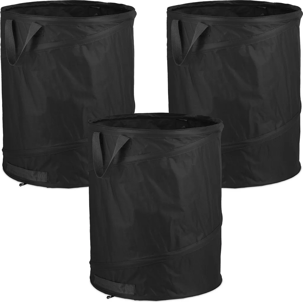 Sacs à feuilles 85 L Relaxdays noir pour ramassage et transport lot 3