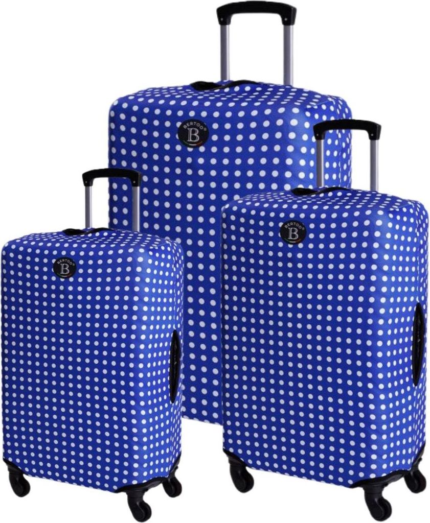 BERTOO Reisekofferhülle - Blaues Punkte-Set, 3-teilig (M, L, XXL)
