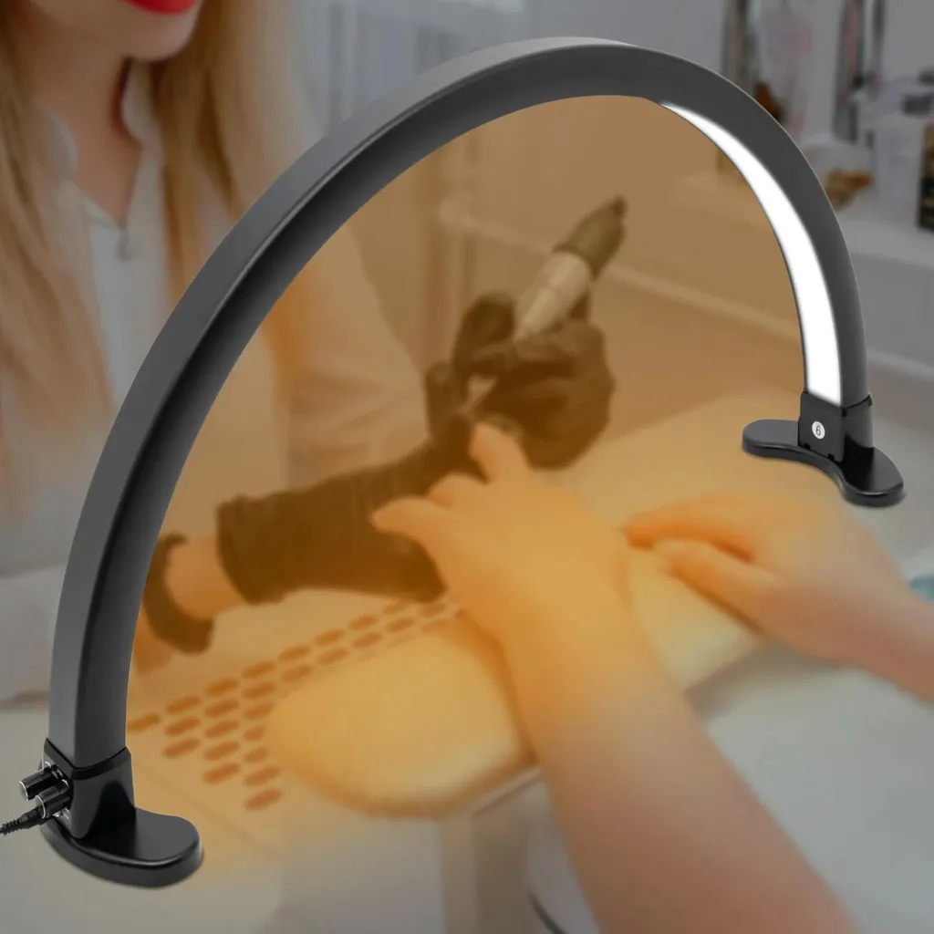Lampe de table manucure demi-lune LED noire pour salon de cosmétique