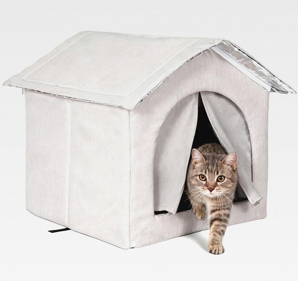 Katzenhaus Outdoor Winterfest & Wasserdicht, Faltbare Katzenhöhle Als Wetterfester Unterschlupf Für Streunerkatzen Und Haustiere