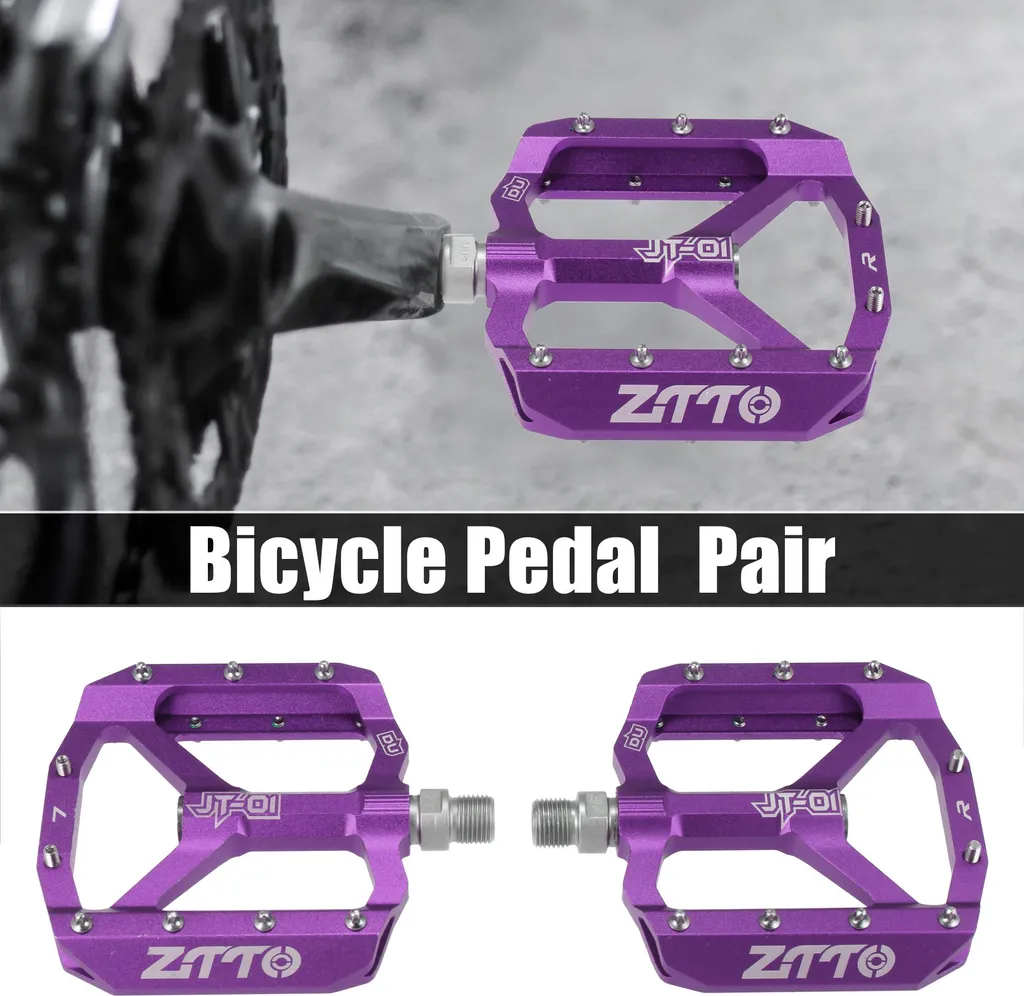 Pédales de Vélo Plates 9/16 Pouces Violettes Antidérapantes - 1 Paire