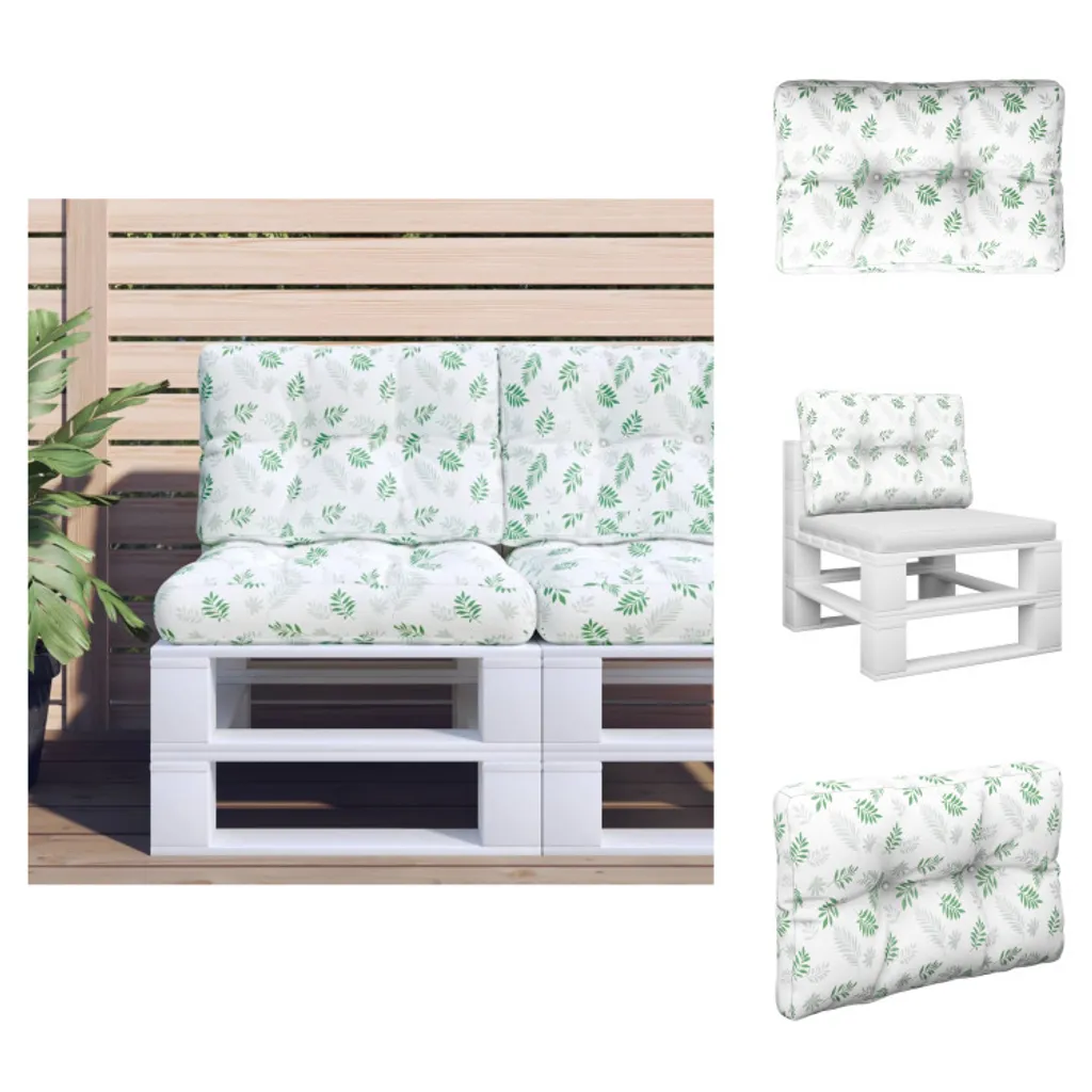 vidaXL Cuscino per pallet motivo foglie 50x40x12 cm Tessuto - Cuscino per seduta
