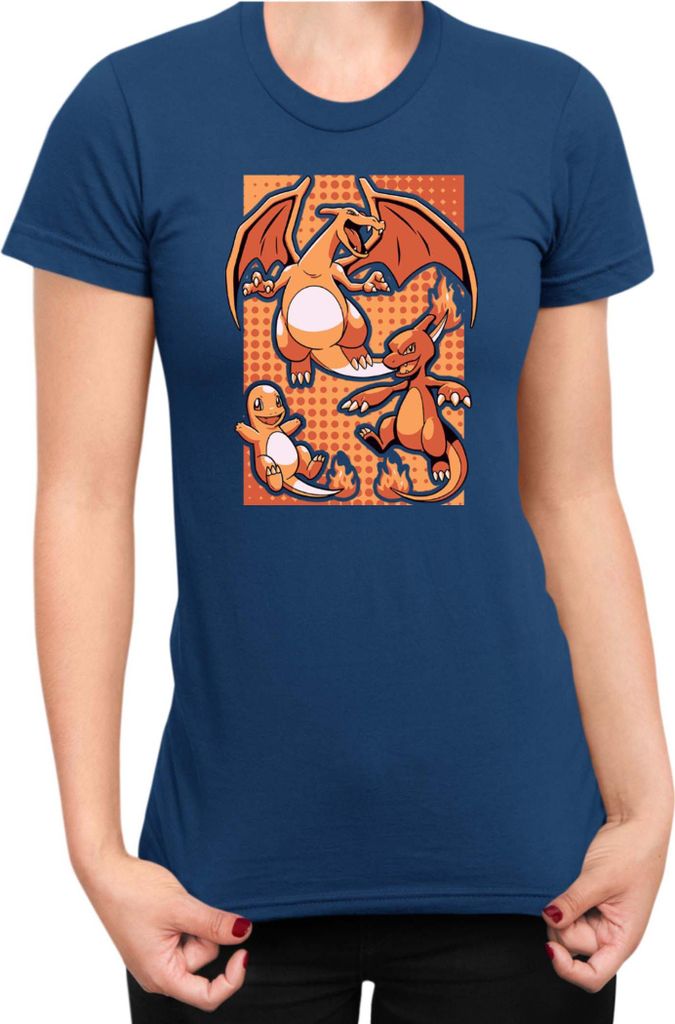 Damen T-Shirt Japan Manga Anime Comics Pokemon 020, Lady L / Dunkelblau