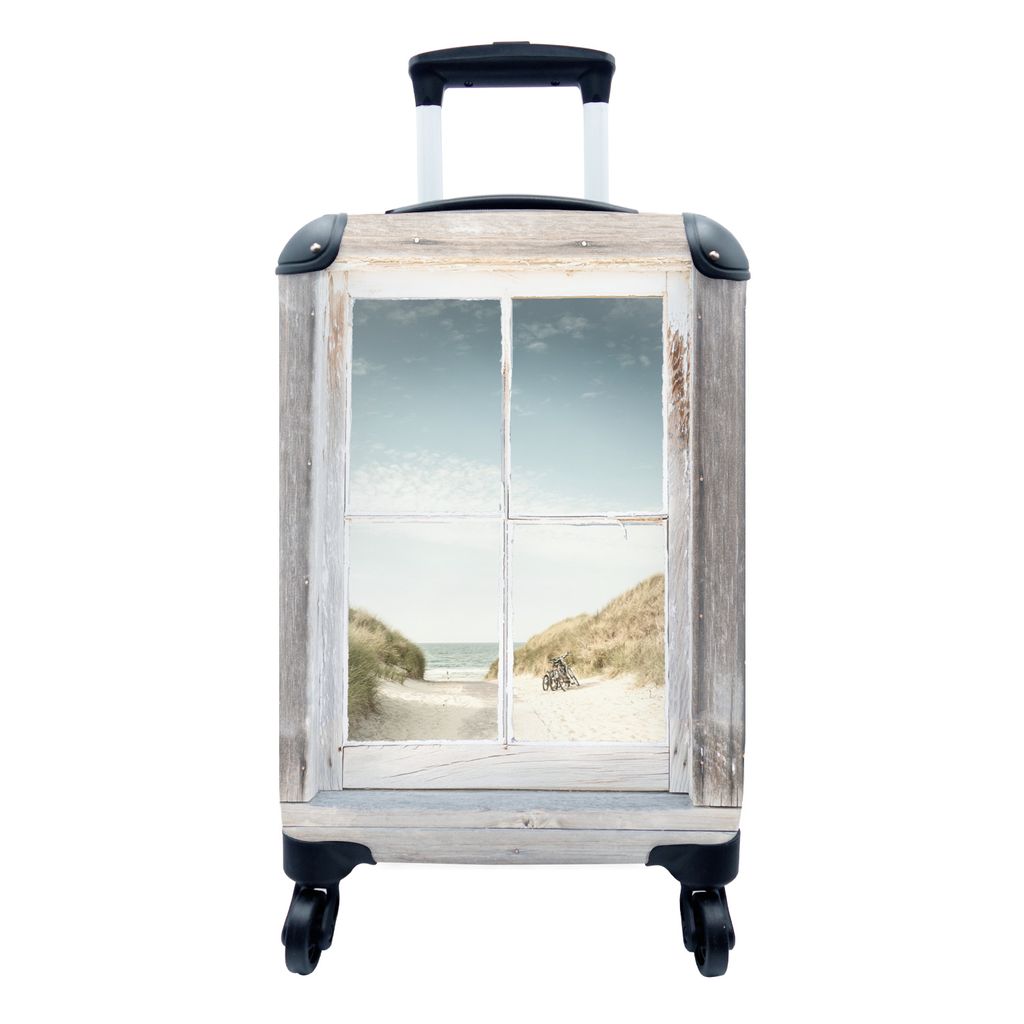 MuchoWow Koffer Handgepäck Trolley Rollkoffer Kleine Reisekoffer mit 4 Rollen - Aussicht - Strand - Fahrrad - Cabin Size < 55x40x23 cm & 55x40x2...