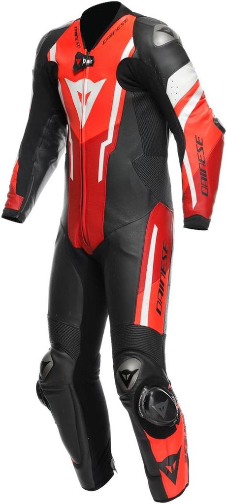 Dainese Misano 3 D-Air Airbag perforierte 1-Teiler Motorrad Lederkombi, schwarz/rot, 62
