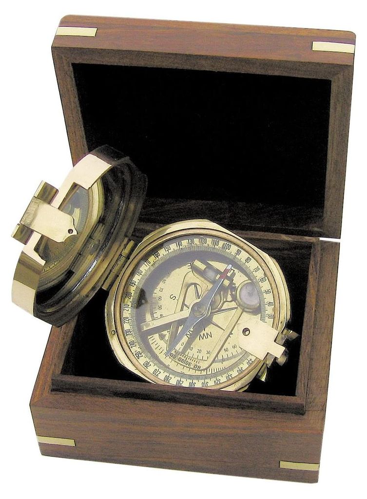 Bussola Brunton in scatola di legno, diametro 7,5 cm Immagine del prodotto 