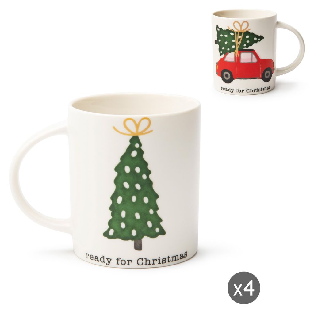 Excelsa Set 6 Mug Fashion White In Ceramica – Capacità 400 Ml – Eleganti E Moderne, Lavabili In Lavastoviglie E Adatte Al Microonde