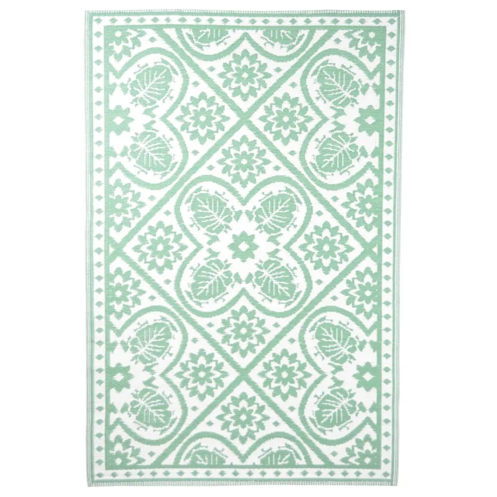 Rénover un balcon moche avec ce tapis extérieur vert et blanc 182x122