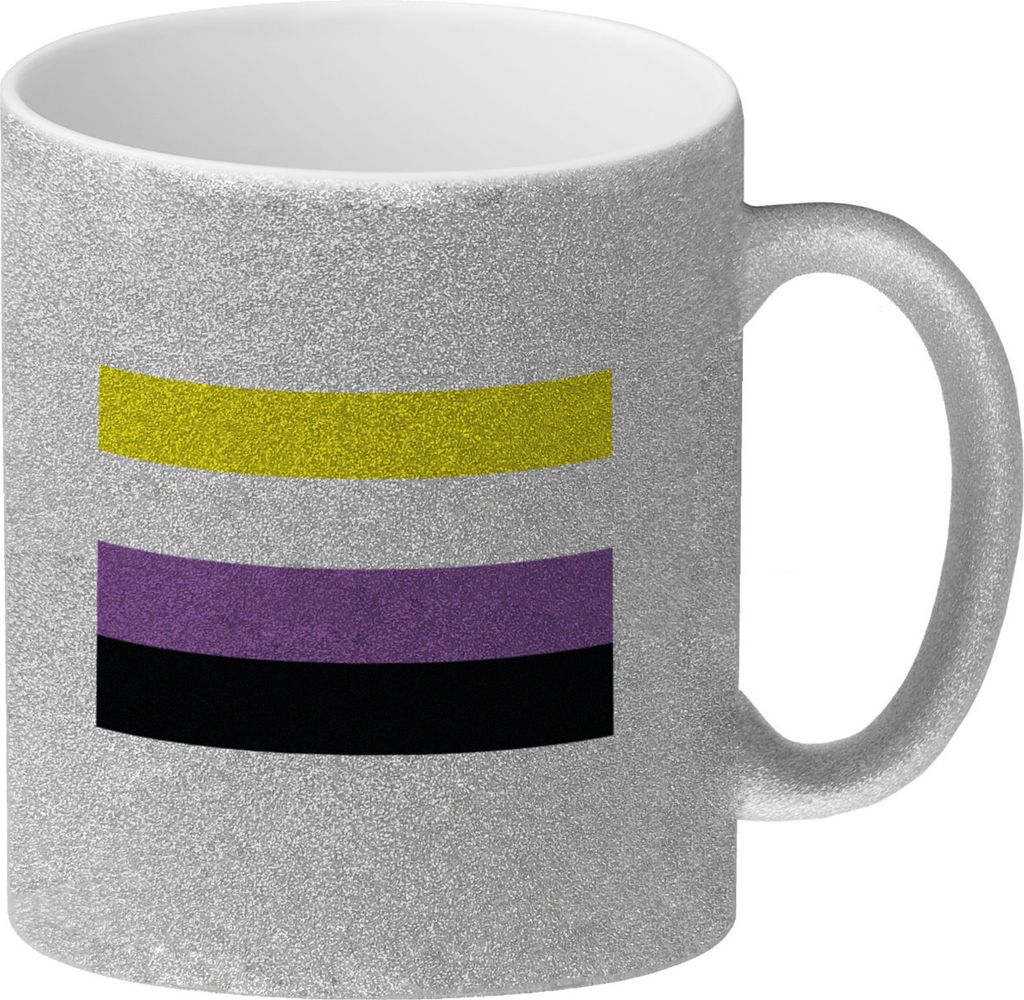 Non binary Flagge Gleichberechtigung Glitzer-Kaffeebecher