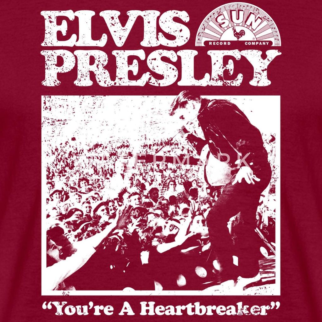 Spreadshirt Elvis Presley You're A Heartbreaker Weiß Männer T-Shirt, XL, Ziegelrot